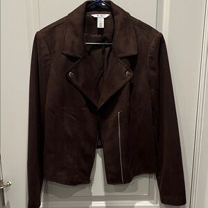 White House Black Market Dark Brown Leather Jacket